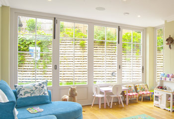 4 Leaf Bifold Doors in Georgian Design in Light Grey