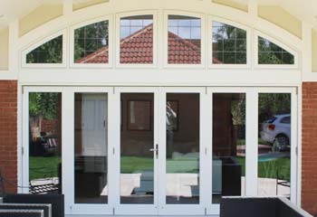 6 Leaf Bifold Doors with Leaded Top Lights