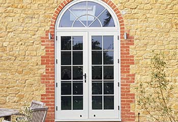 French Doors with Sidelights in French Grey